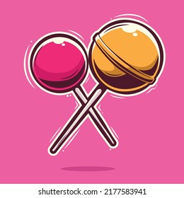 lollipop candy art in pink background illustration