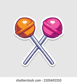 pegatina vectorial brillante de caramelo lollipop