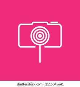 lollipop candy with camera logo design, vector graphic symbol icon illustration