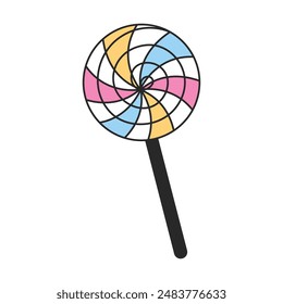 Lollipop Candy Cartoon Icon Illustration.