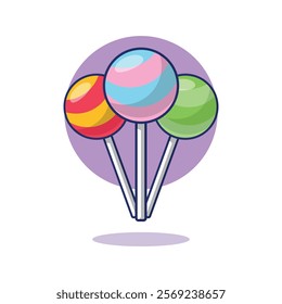 Lollipop Candy Cartoon Vector Icon Illustration. Premium Vector Isolated Food Object Icon Concept. Flat Cartoon Style