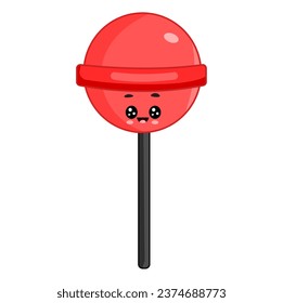 Lollipop candy with cute smiling face vector illustration isolated on white background