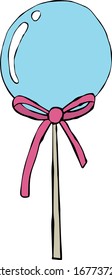 Lollipop. Candy in a flat design. Color vector illustration isolated on a white background. Cartoon style, doodle.