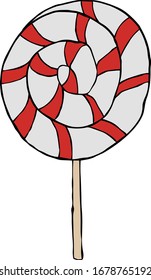 Lollipop. Candy en un diseño plano. Ilustración vectorial de color aislada en un fondo blanco. Estilo de caricatura, doodle.