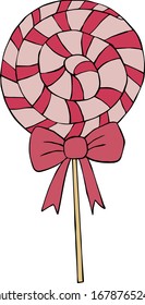 Lollipop. Candy en un diseño plano. Ilustración vectorial de color aislada en un fondo blanco. Estilo de caricatura, doodle.