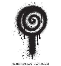 Lollipop candy graffiti with black spray paint. vector illustration.