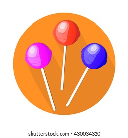 Lollipop candy, icon, flat design. vector illustration
