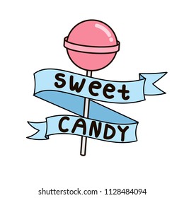 Lollipop Candy Icon. Trendy Vector Sweets Symbol for Website, Clothes, Stickers, Card. Vector Isolated on White Background.