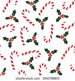 lollipop candy and mistletoe pattern