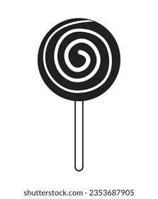 Lollipop candy monochrome flat vector object. Lollipop sweets. Halloween candy. Sweet food. Editable black and white thin line icon. Simple cartoon clip art spot illustration for web graphic design
