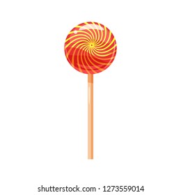 Lollipop, candy on a stick, sweet, color, round, vector, illustration, isolated, cartoon style