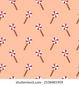 Lollipop Candy seamless pattern. Christmas Winter design. Vector flat illustration.