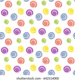 Lollipop. Candy. Seamless pattern on white background. Vector illustration. Flat design style Swatch inside