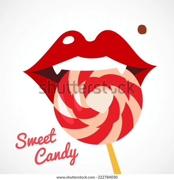 Lollipop Candy Sexy Vampire Lips Cartoon Stock Vector Royalty Free