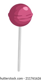 Lollipop candy. Single doodle of dessert, sweet food. Hand drawn vector illustration in flat style. Cartoon clipart isolated on white background.
