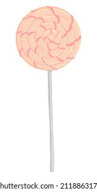 Lollipop candy. Single doodle of dessert, sweet food. Hand drawn vector illustration in flat style. Cartoon clipart isolated on white background.