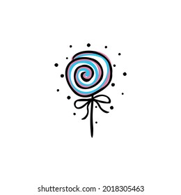 Lollipop, candy, sweet isolated on white. Cartoon vector illustration.