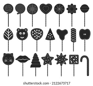 Lollipop of candy vector black set icon. Vector illustration sweet lollypop on white background. Black set icon lollipop of candy .