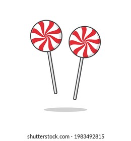 Ilustración del icono del vector de velas Lollipop. Icono plano de los colipos torcidos o giratorios