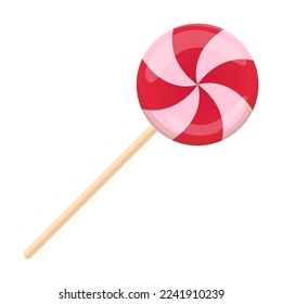 Lollipop candy vector illustration. Cartoon drawings of cute lollipop on stick isolated on white background. Desserts, sweet food, confectionery concept