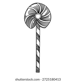 Lollipop candy vector line art hand drawn illustration