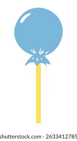 Lollipop candy in a wrapper hand drawn illustration, isolated vector on transparent. Flat style design. Birthday celebration, festival, carnival, party, anniversary clip art, element