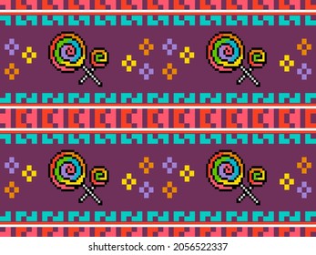 lollipop cartoon character on purple background