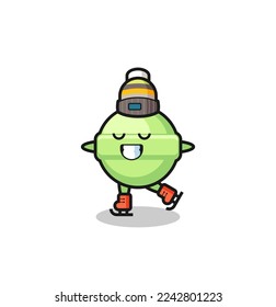 lollipop cartoon as an ice skating player doing perform , cute style design for t shirt, sticker, logo element