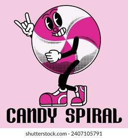 Lollipop Character Design With Slogan candy spiral