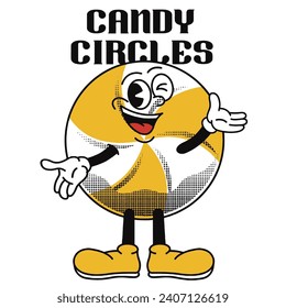 Lollipop Character Design With Slogan Candy circles