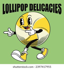 Lollipop Character Design With Slogan Lollipop delicacies