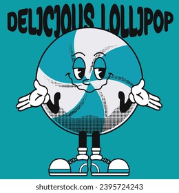 Lollipop Character Design With Slogan Delicious lollipop