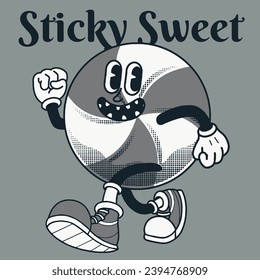 Lollipop Character Design With Slogan Sticky Sweet