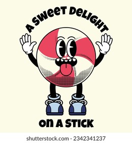 Lollipop Character Design With Slogan a Sweet Delight on a Stick