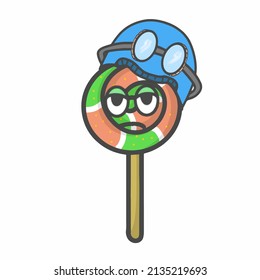 Lollipop Character Flat Cartoon Vector Design Illustration