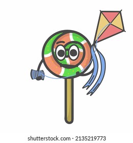 Lollipop Character Flat Cartoon Vector Design Illustration