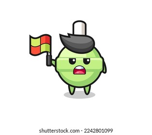 lollipop character as line judge putting the flag up , cute style design for t shirt, sticker, logo element