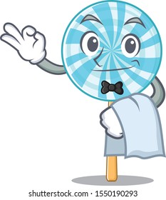 Lollipop character on a stylized waiter look