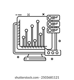 Lollipop Chart Outline Icon, Vector illustration