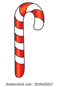 Lollipop. Lollipop Christmas, Striped Hook - vector full color illustration. Candy with red and white stripes - Christmas sweets