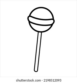 Lollipop Chupa-Chups. Sweetness as a gift. Linear doodle style. Vector illustration.