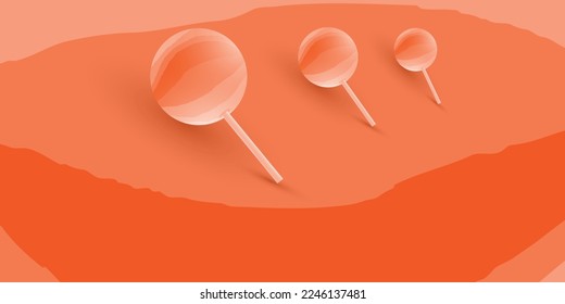 Lollipop in desert chest background with wallpaper. Vector illustration