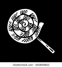 lollipop in doodle style in black background