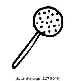 Lollipop doodle vector illustration isolated on white background. Hand drawn candy on stick