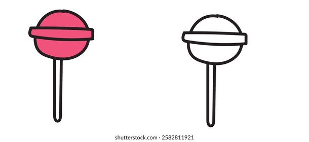 lollipop drawing page. Simple lollipop design for children's coloring page. black and white lollipop vector design