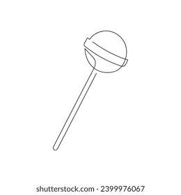 Lollipop drawn in one continuous line. One line drawing, minimalism. Vector illustration.