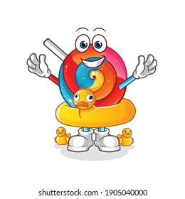 lollipop with duck buoy cartoon. cartoon mascot vector