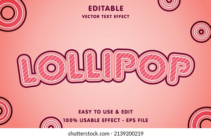 lollipop editable text effect with modern and simple style, usable for logo or campaign title
