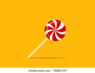 lollipop flat. background yellow