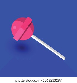 Lollipop flat Icon vector illustration isolated on blue background
